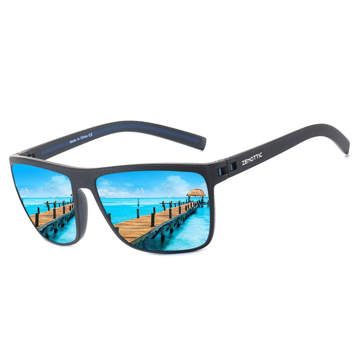 ZENOTTIC Sonnenbrille Herren Polarisiert Leichte TR90 Rahmen UV400 Schutz Quadrat Sonnenbrille C004