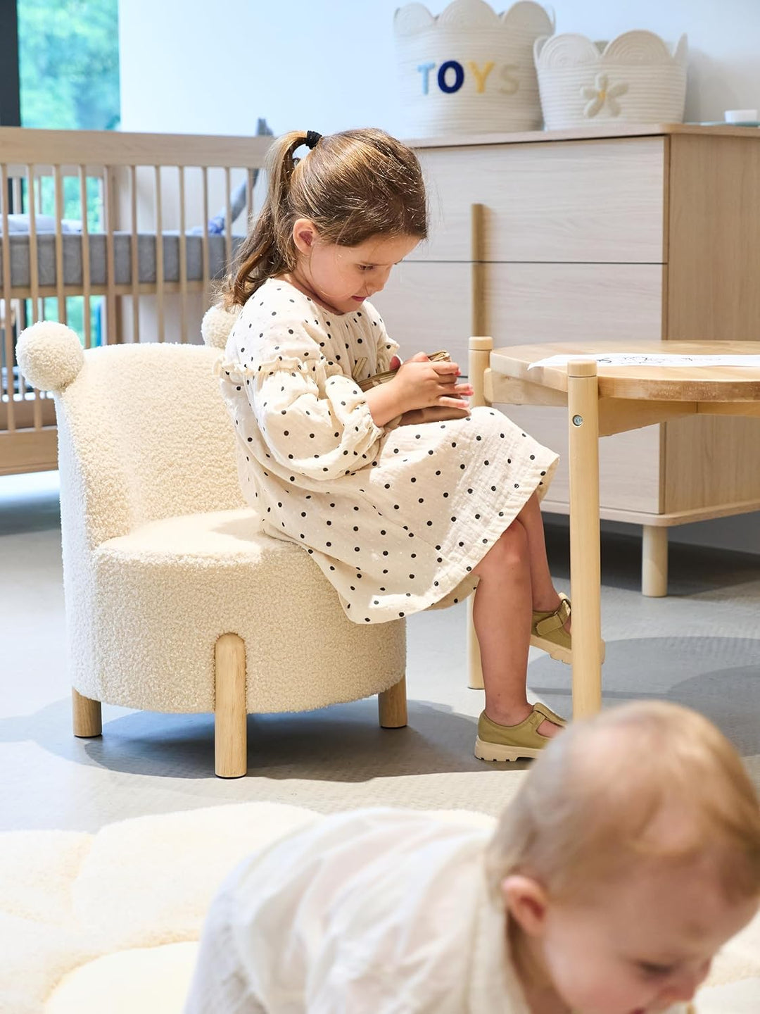 CHILDHOME, 2 in 1 Babywiege, 0-6Monate, Birkenholz und Teddymaterial, Kindertisch, Aktivitätstisch 6