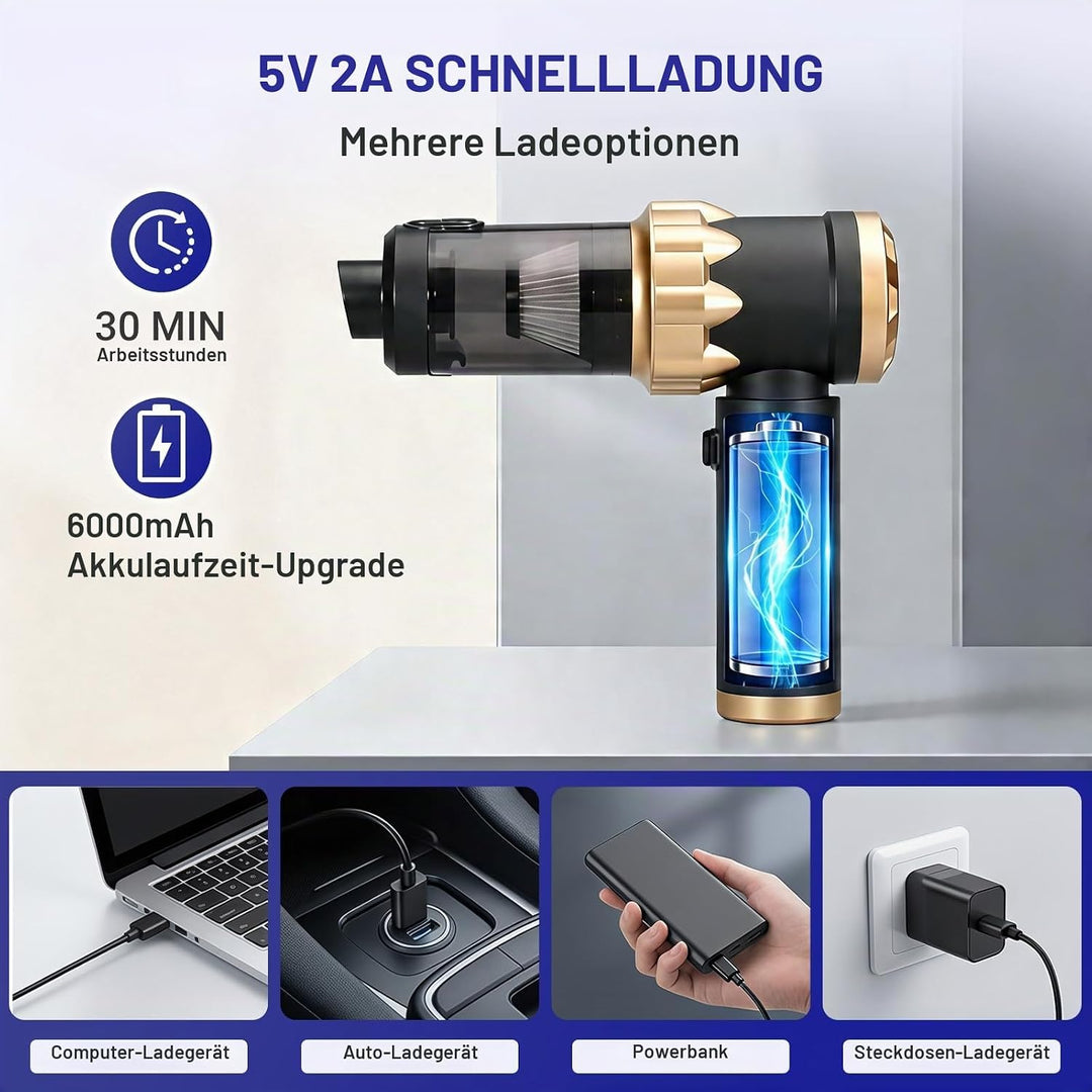 Handstaubsauger Akku Autostaubsauger Auto Stark, Mini Staubsauger Kabellos 26000Pa 4-in-1, Car Vacuu
