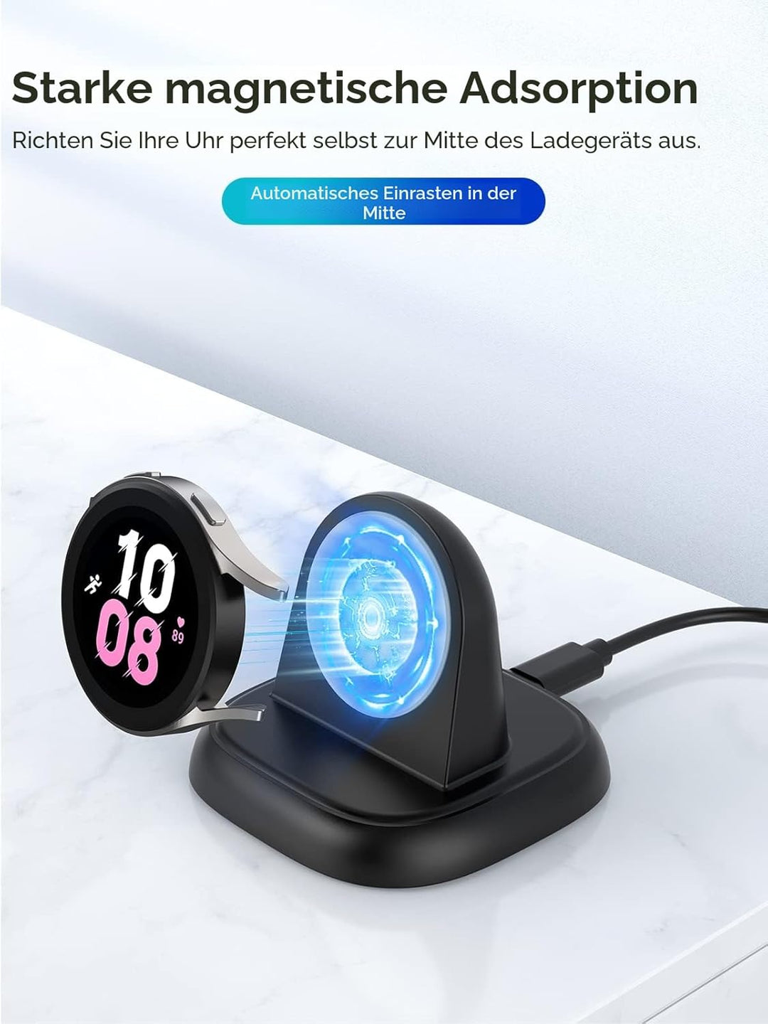 LVFAN Ladegerät für Samsung Galaxy Watch 8, Smartwatch Ladestation mit USB C Ladekabel, Kabellose Ma