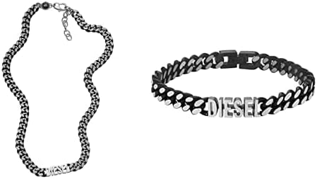 DIESEL Kette Choker Edelstahl schwarz, DX1385040 Gliederarmband Edelstahl schwarz, DX1386040