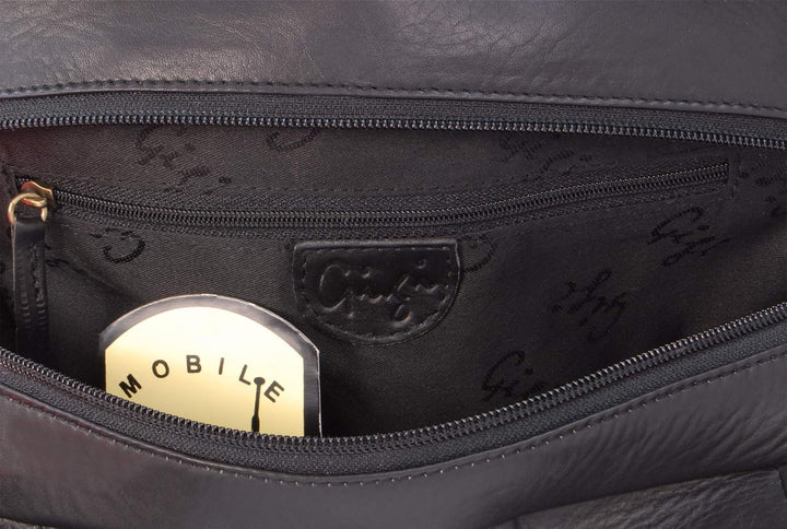 Gigi - Leder - Damenhandtasche/Schultertasche - OTHELLO 4466" Schwarz, Schwarz