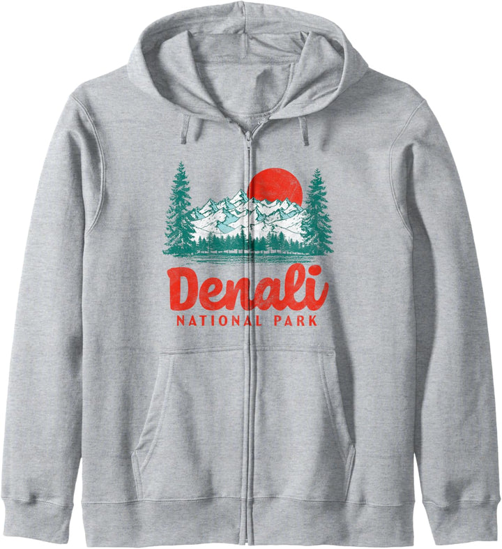 Retro Denali National Park Vintage 80s Vintage Mountain Kapuzenjacke