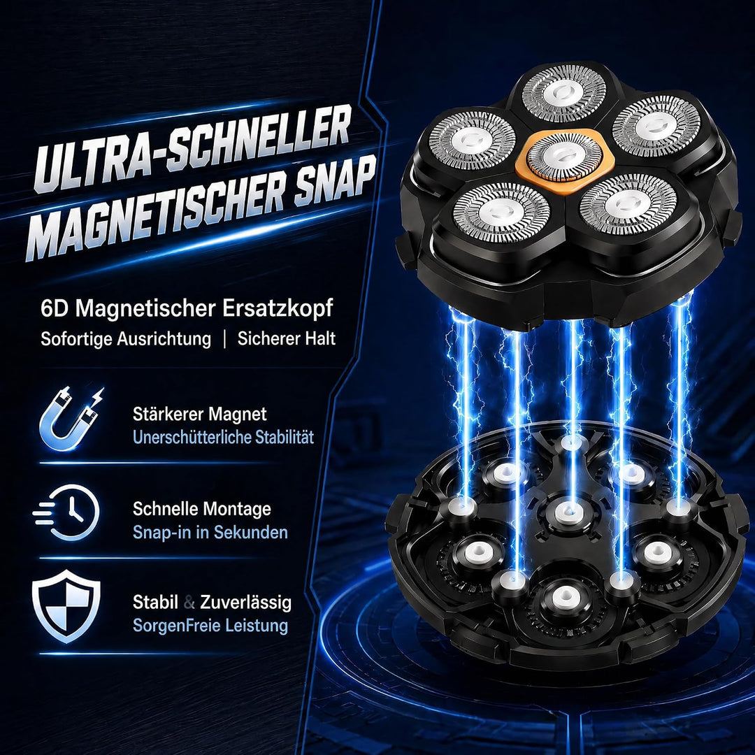 3 Stück Glatzen Rasierer Herren Ersatzkopf für DOAO Kensen Ersatzklingen | Magnetische 6D Ersatzrasi