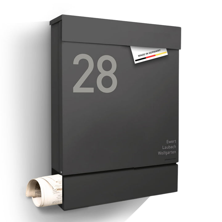 Radius Designer Briefkasten - personalisiert mit Lasergravur - 10 Jahre Funktions- und Korrosionsgar