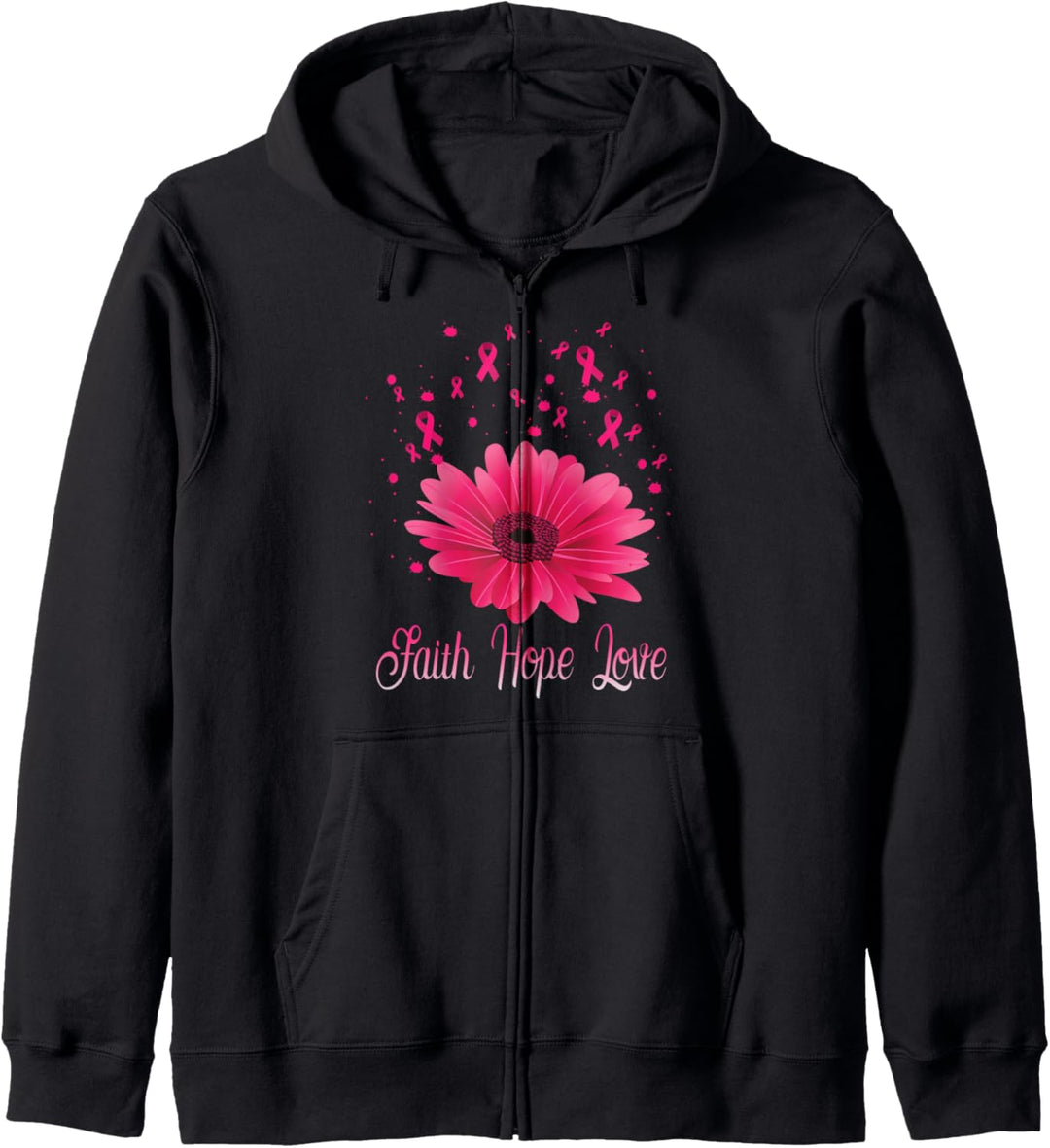 Glaube Hoffnung Liebe - Brustkrebs Bewusstsein - Rosa Blume Kapuzenjacke