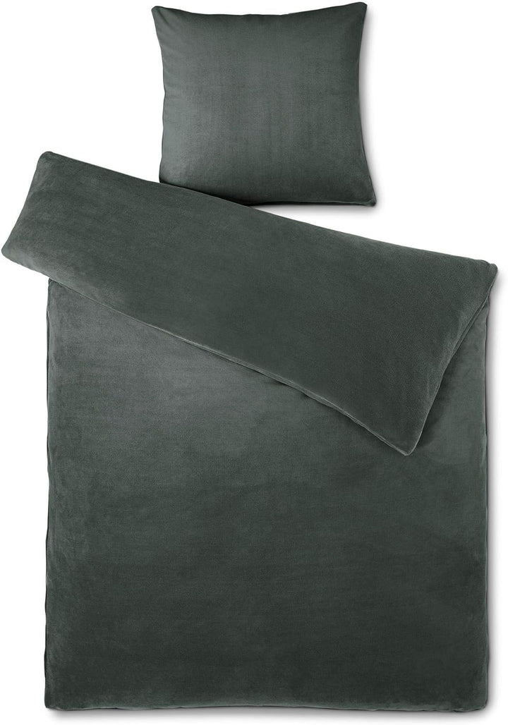 aqua-textil Feelwell Bettwäsche 135 x 200 cm 2teilig Coral Fleece Bettbezug Thermo Flausch anthrazit