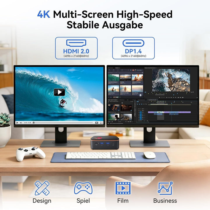 Blackview MP20 Mini PC, AMD Ryzen 3300U, 16GB DDR4 512GB SSD, Windows 11 Pro Mini Desktop PC, kompak