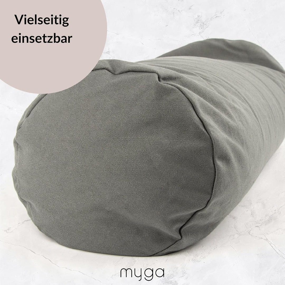 Myga Buchweizen Bolster Kissen | Ergonomisches Yoga- &amp; Meditationskissen | Abnehmbarer Bezug &amp; Natür