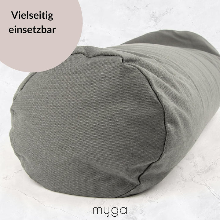 Myga Buchweizen Bolster Kissen | Ergonomisches Yoga- &amp; Meditationskissen | Abnehmbarer Bezug &amp; Natür