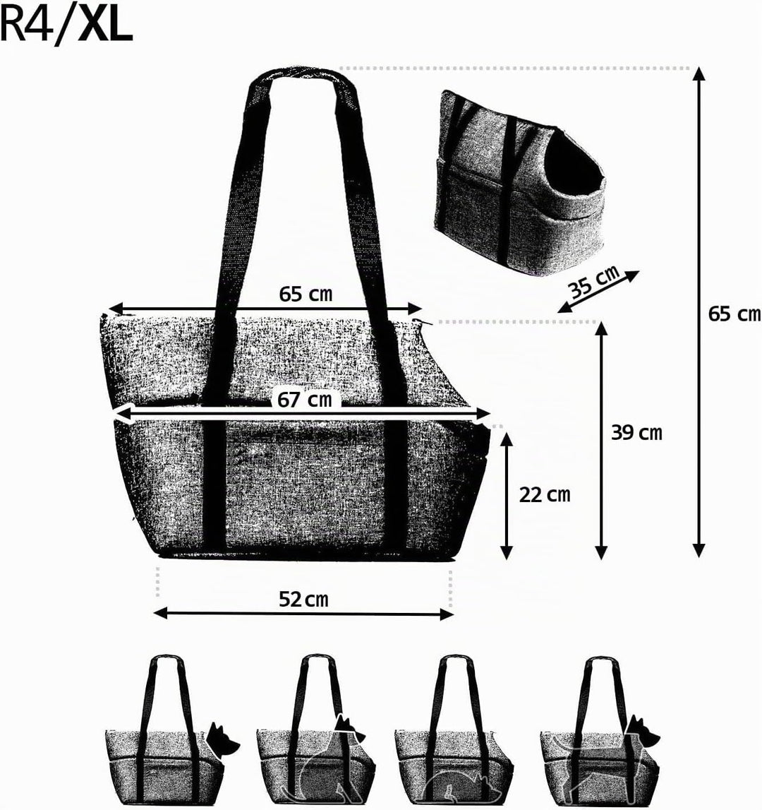 Hundetragetasche XL bis 15 kg – grosse Transporttasche für mittelgrosse Hunde &amp; Katzen – weich, falt