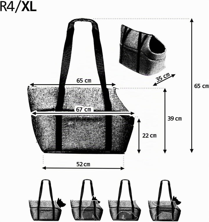 Hundetragetasche XL bis 15 kg – grosse Transporttasche für mittelgrosse Hunde &amp; Katzen – weich, falt