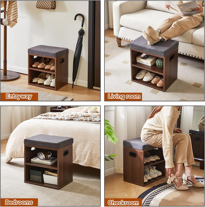 YMYNY Schuhbank mit Sitzfläche, Schuhschrank mit sitzbank, Schuhregal Klein mit Sitzbank, Sitzbank m