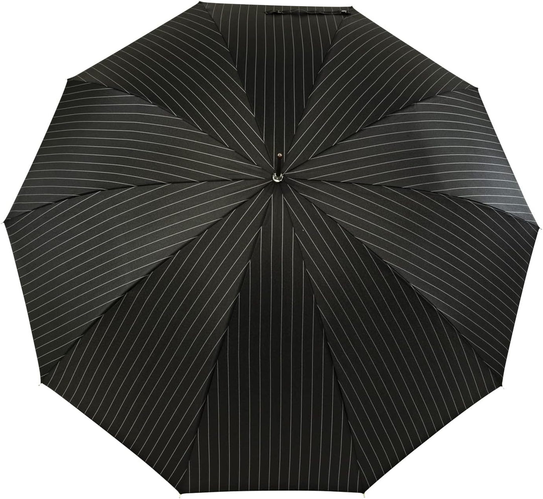 iX-brella Herren-Stockschirm Automatik mit Echtholz-Rundhakengriff - Nadelstreifen Pinestripe, Pines