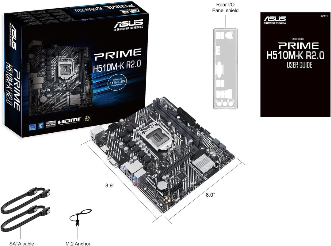 ASUS Prime H510M-K R2.0 Mainboard Sockel Intel LGA 1200 (Intel H470 Chipsatz, micro-ATX, DDR4 Speich