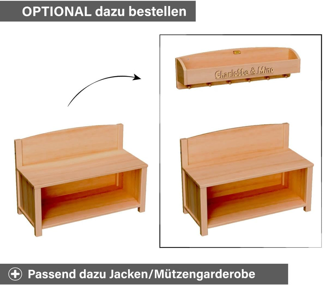 Holzspielzeug Peitz Kinder-Schuhschrank 8053 Massivholz-Garderobe für Kindergarten oder Kinderzimmer