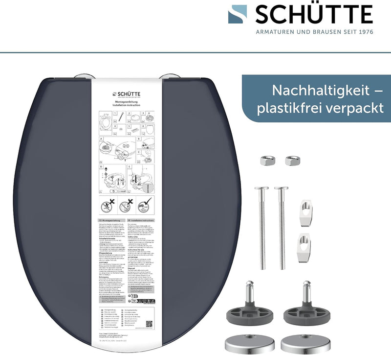 Schütte WC-Sitz mit Absenkautomatik, Abnehmbarer Klodeckel aus bruchsicherem Duroplast, Innovative D