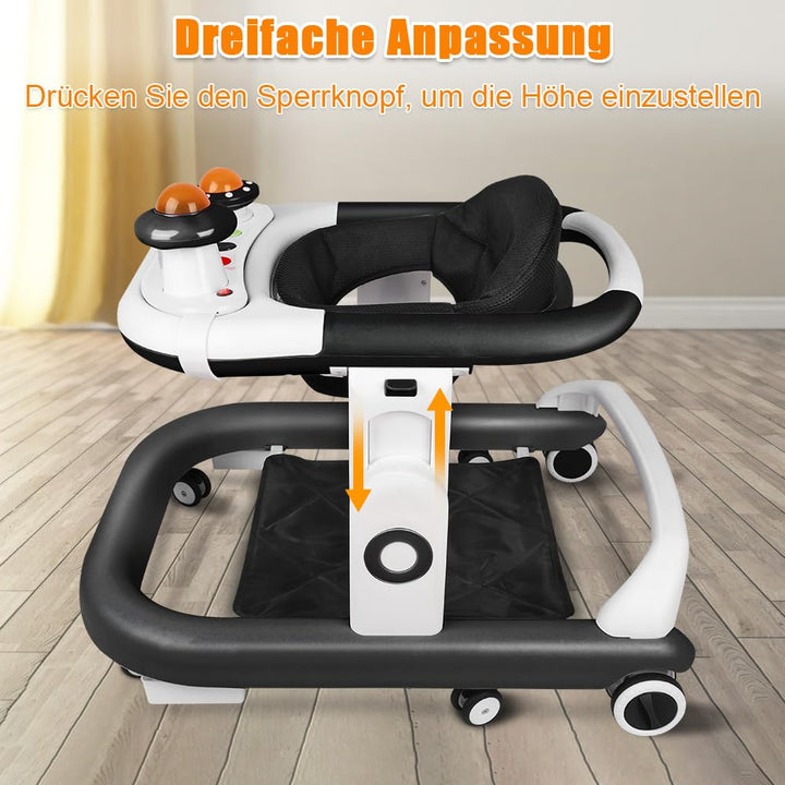 Lauflernhilfe für Babys, Jungen, Mädchen, mitwachsend, faltbar, 6 Räder, sturzsicher, 3 einstellbare