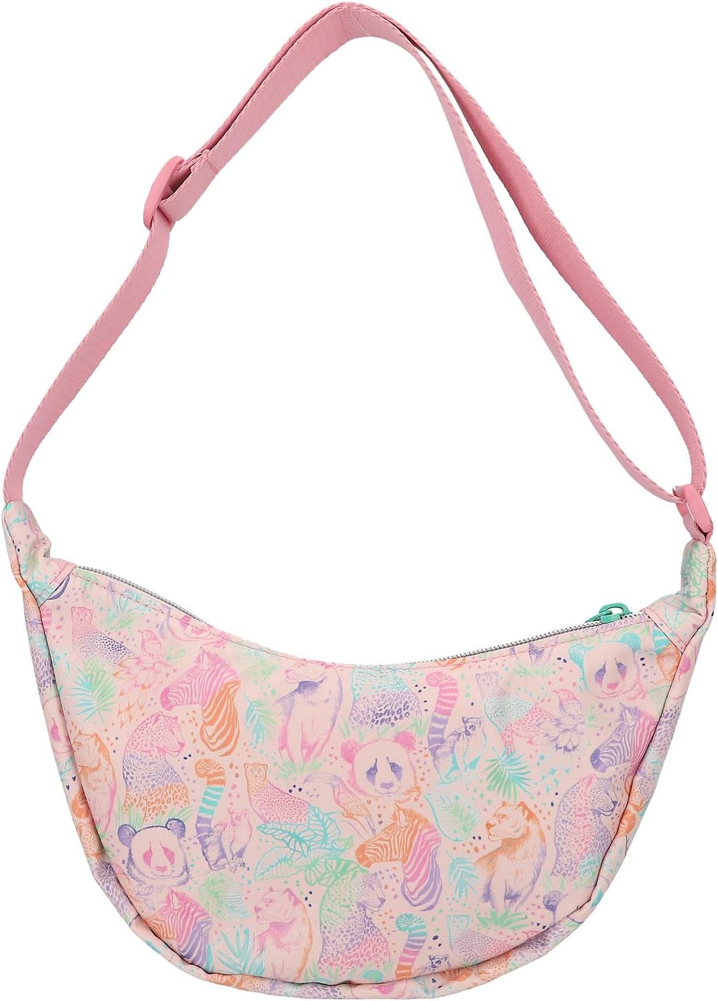 Depesche 12793 TOPModel Wild - Kleine Halbmond Umhängetasche in Rosa, mit Model Motiv und buntem Tie