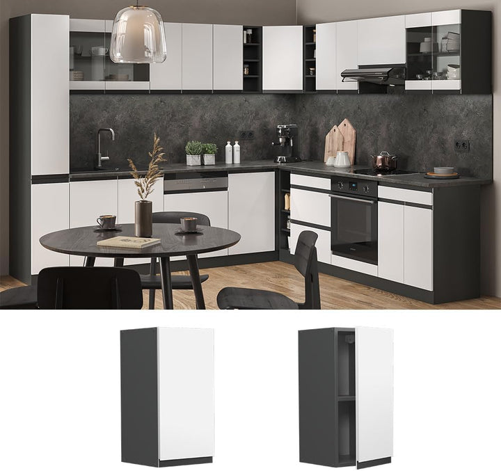 Vicco Hängeschrank R-Line, hängender Küchenschrank, Weiss/Anthrazit, 30 cm J-Shape Weiss Hängeschran