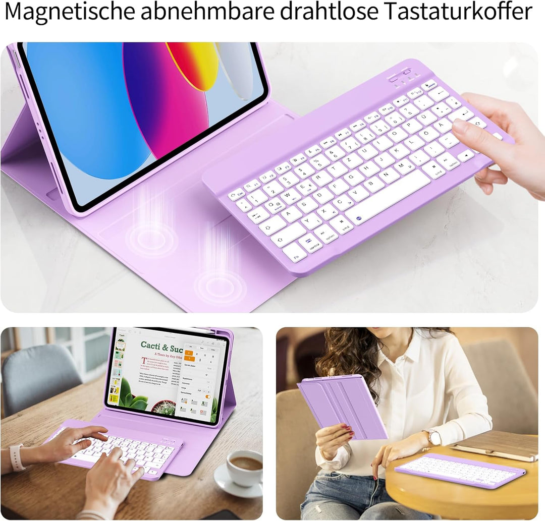 Tastatur Hülle für iPad 11. Generation 2025 A16, iPad 10. Generation 2022 10,9 Zoll, Weiche TPU Hüll