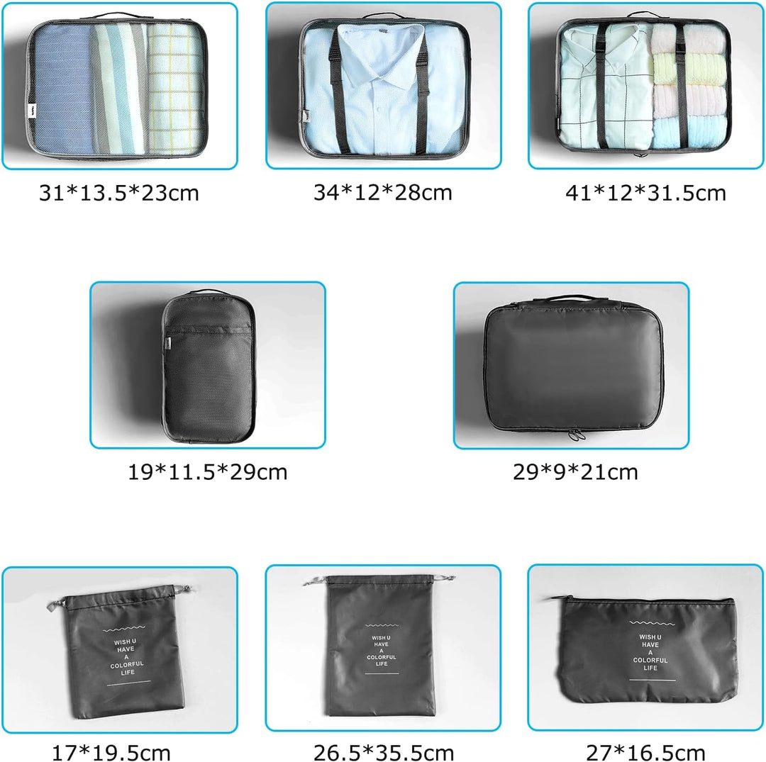 BillyBath Koffer Organizer set, Packing Cubes Kleidertaschen Schuhbeutel Reiseorganizer Packwürfel K