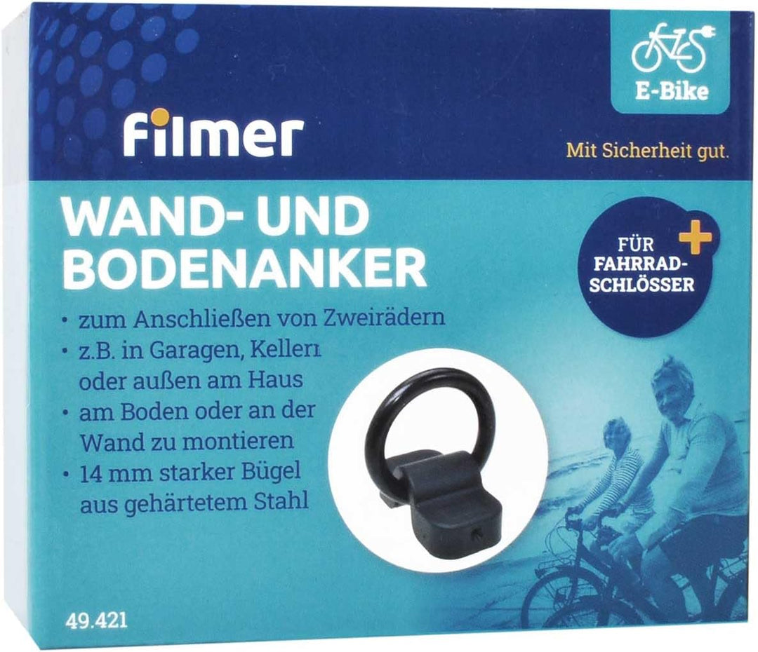 Filmer, 49421, Wand- und Bodenanker für Fahrradschlösser und -ketten zum sicheren Anschliessen von Z