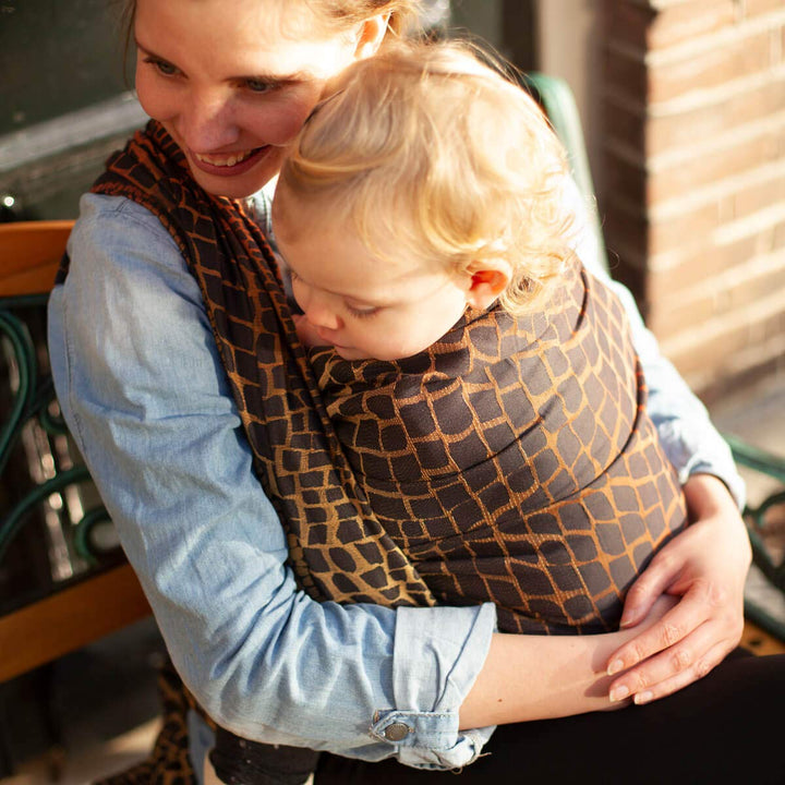 Hoppediz Baby-Tragetuch ab Geburt, Neugeboren bis Kleinkind, 100% kbA-Baumwolle (Bio), Darwin black