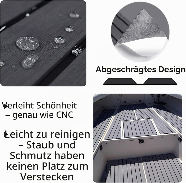 MIJOBS Grau und Schwarz Eva Teak Selbstklebend Deck Boot Selbstklebend rutschfeste Matte Marinedeck