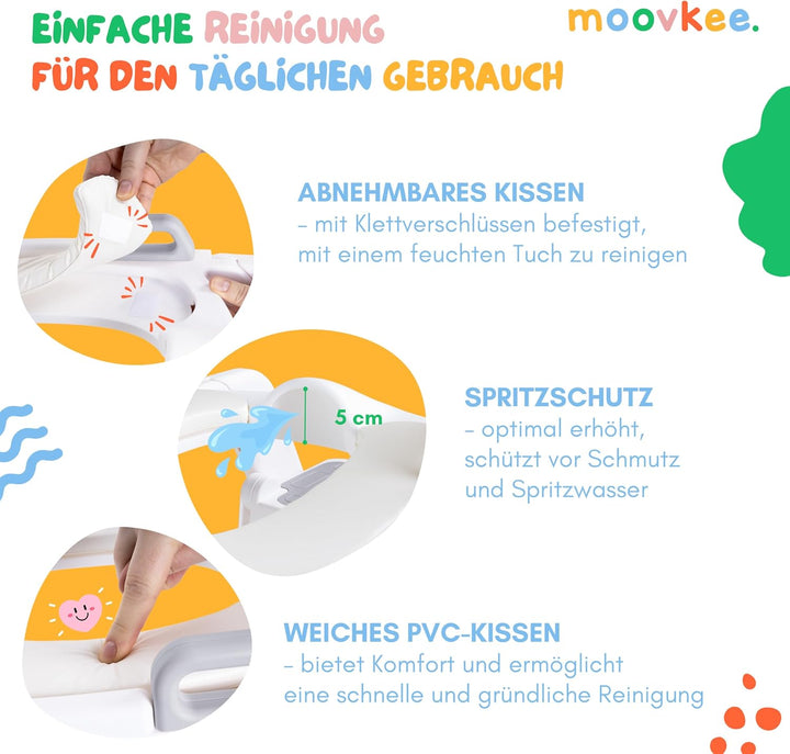 Toilettensitz Kinder mit Treppe Grau ab 1,5 Jahren - 2-in-1 Toilettentreppe für Jungen und Mädchen -