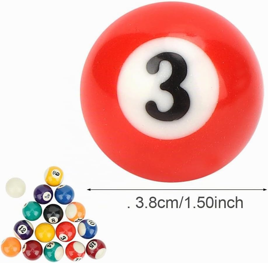 Fictory Billardkugel, Mini Resin Billardkugeln, 16PCS Umweltfreundliches 38MM Harz Kinder Billardkug