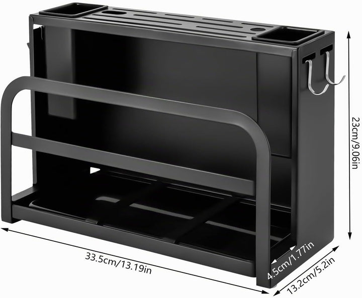 Carbonstahl-Messerblock Schwarz, Messerblock ohne Messer, Messerhalter Universal mit Utensilienhalte