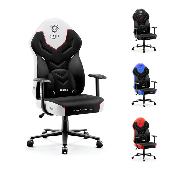 Diablo X-Gamer 2.0 Gaming Stuhl Bürostuhl Stoffbezug Ergonomisches Design Lendenwirbelkissen Softpad
