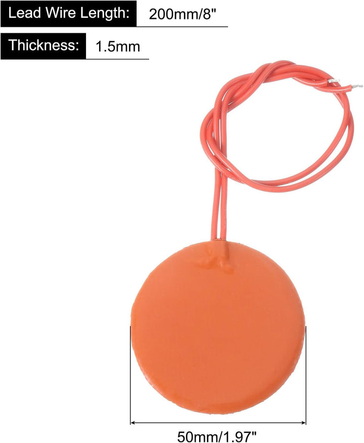 sourcing map Silikon-Heizmatte, 12V 5W Heizfolie Flexible Heizplatte 50mm Heizmatte für konstante Te
