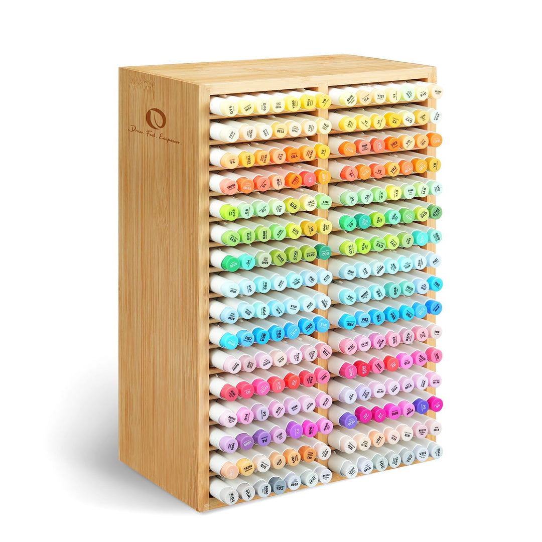 Ohuhu Bambus Marker Organizer, Holz Desktop Aufbewahrung für 224 Markerstifte Honolulu und Oahu Seri