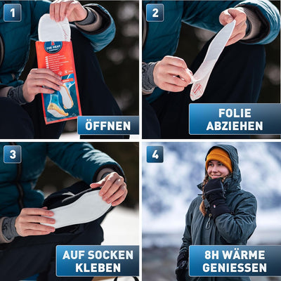 THE HEAT COMPANY Sohlenwärmer klebend - 5 oder 30 Paar - EXTRA WARM - Wärmesohlen - Fusswärmer - 8 S