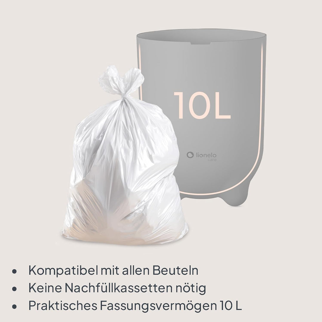 Lionelo Purebin – Windeleimer geruchsdicht, für universelle Beutel (ohne Kassette), Einhand-Bedienun