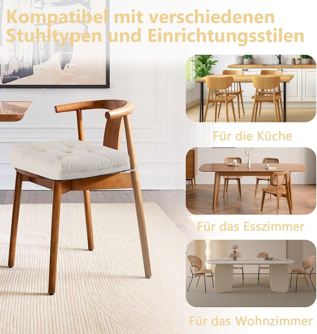Sitzkissen, 2er Set Stuhlkissen aus Cordstoff, Memory Foam mit Doppel-Layer Design, Befestigungsriem
