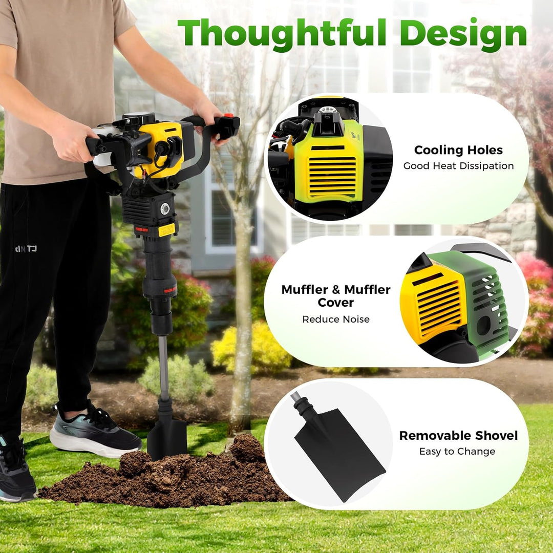 Grabenfräse Benzin 52CC 1900W Baumgraber Baumgrabmaschine Garten Baum Bagger Tragbarer Benzin Handge