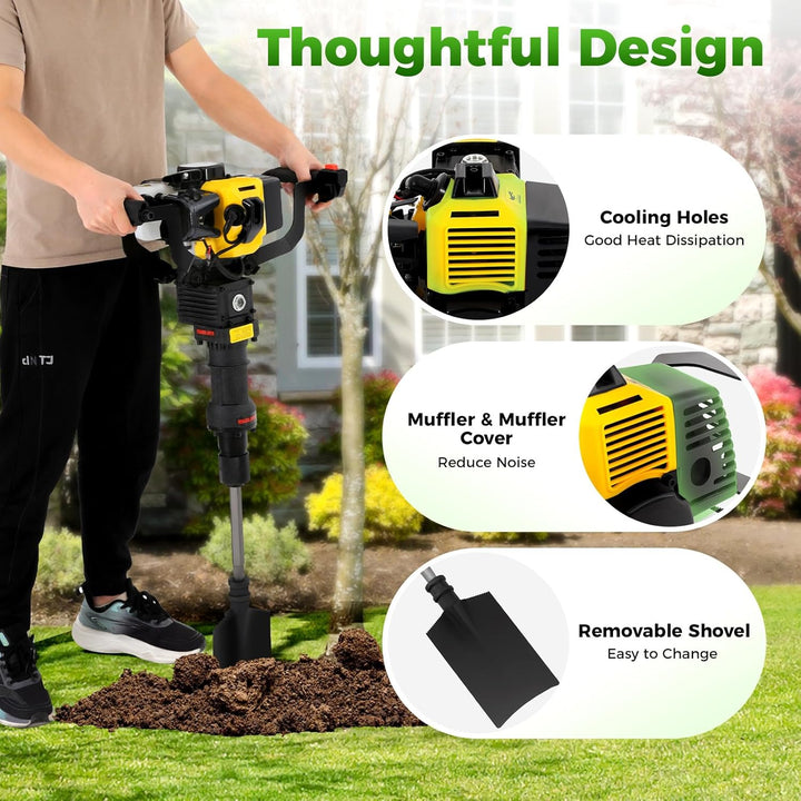 Grabenfräse Benzin 52CC 1900W Baumgraber Baumgrabmaschine Garten Baum Bagger Tragbarer Benzin Handge