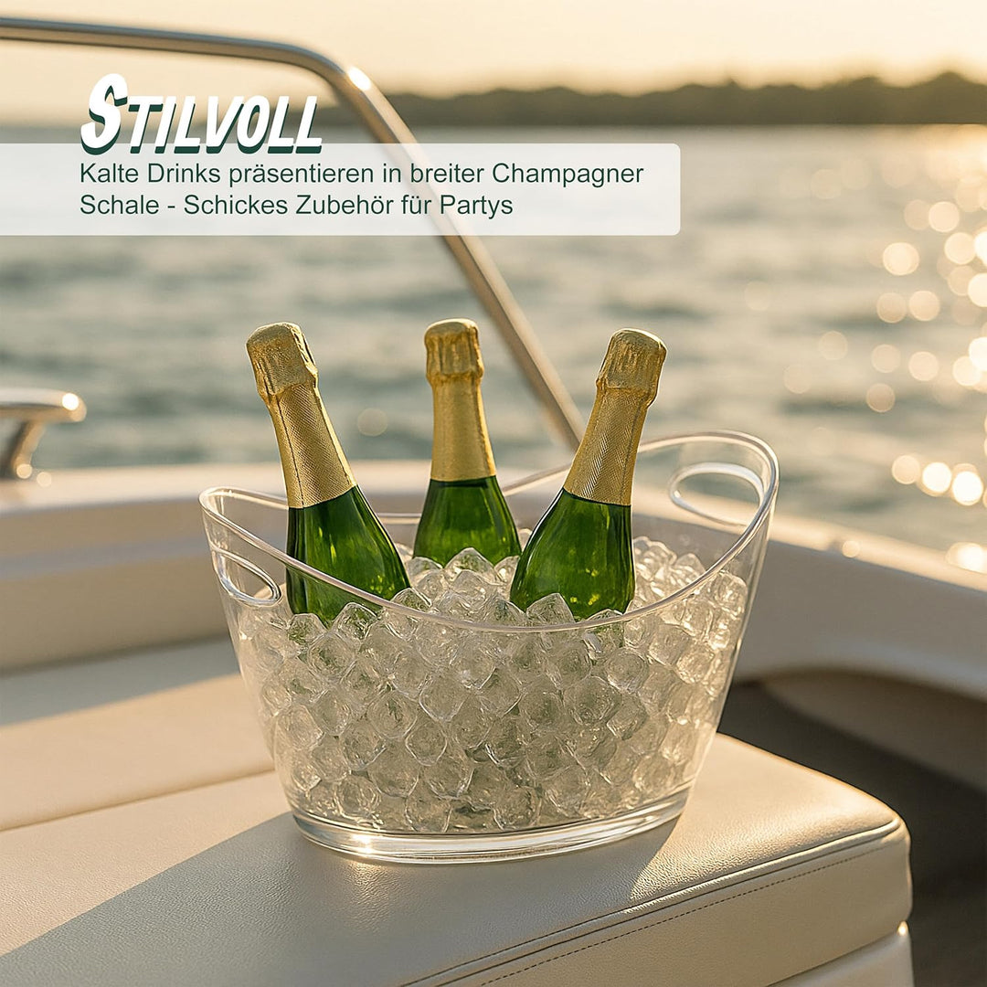 Relaxdays Getränkekühler, 6l Partywanne, Sekt, Bier, Wein kühlen, Kunststoff, HxBxT: 25,5 x 34,5 x 2