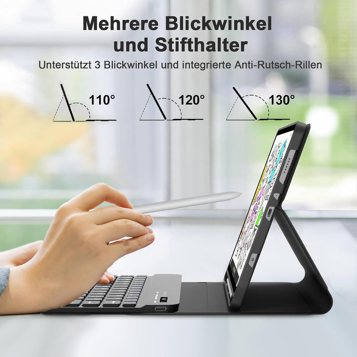 IVEOPPE Hülle mit Tastatur für Samsung Galaxy Tab A11 8.7", Tastatur für Samsung Tablet A11 2025, Ma
