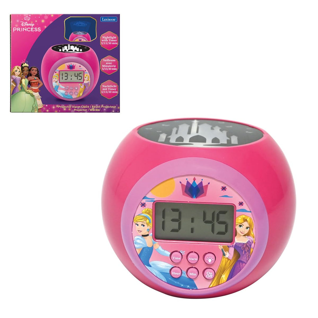 Lexibook RL977DP Projector-Wecker Disney Princess mit Schlumbmerfunktion und Weckfunktion, Nachtlich