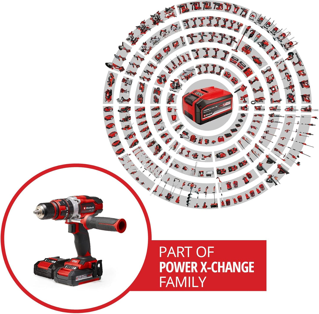 Einhell 4513935 Akkuschrauber TE-CD 18/48 Li-i Kit Power X-Change (mit Schlagfunktion, Li-Ion, 18 V,