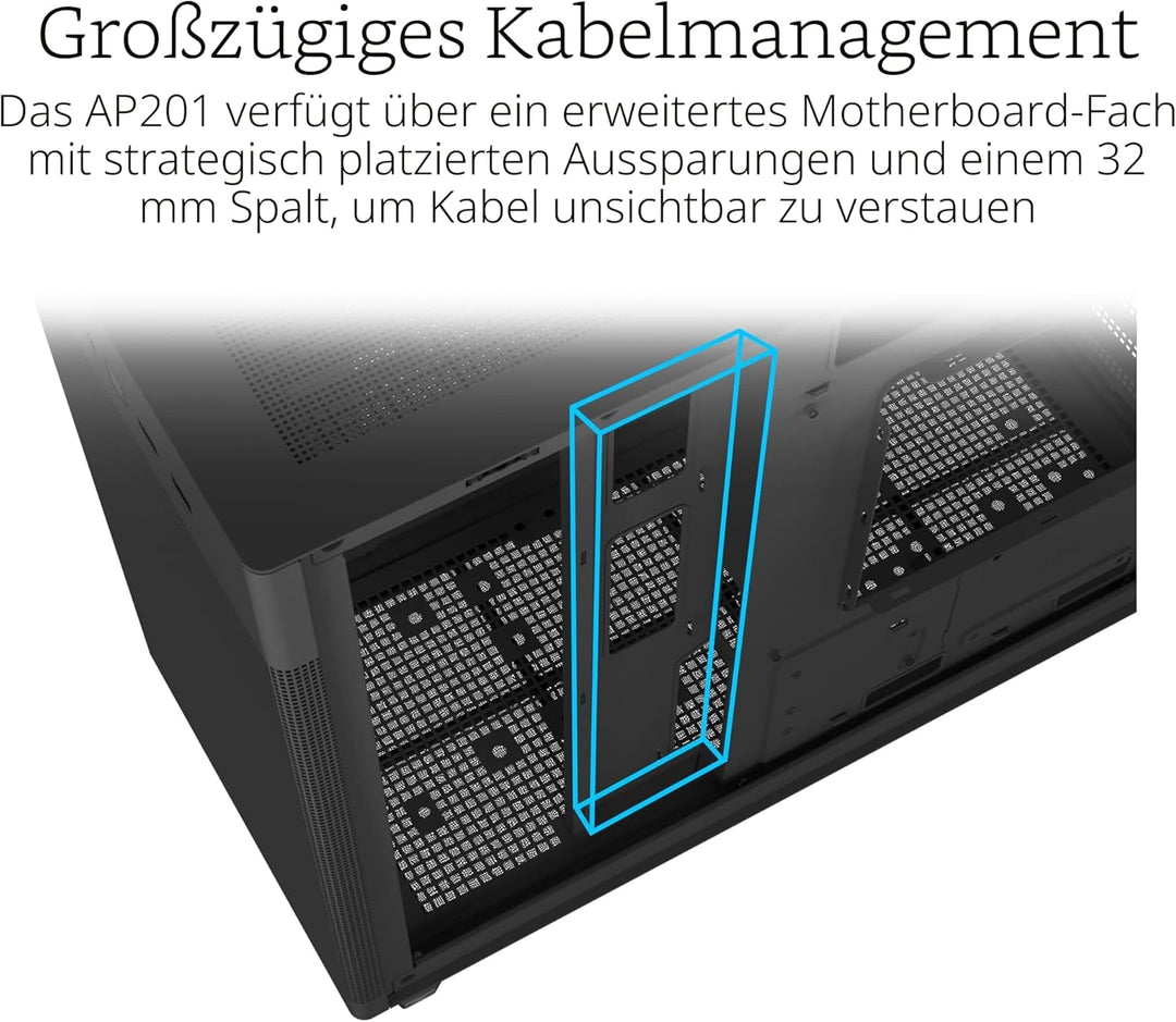 ASUS Prime AP201 MicroATX Gehäuse schwarz (33 Liter, unterstützt 280- & 360-mm-Kühler, Grafikkarten