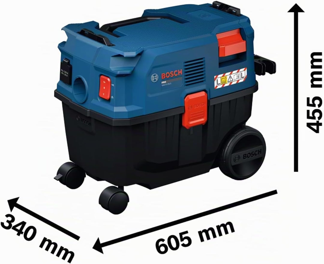 Bosch PRO Kabel-Nass-/Trockensauger GAS12-25LS (inkl. Kunststoff-Verlängerungsrohre, Flachfaltenfilt