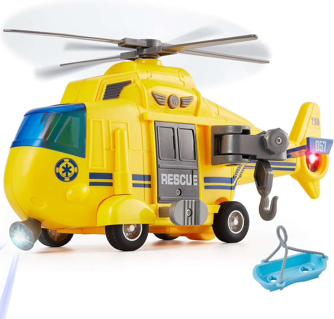 HERSITY Hubschrauber Kinder mit Drehpropeller, Flugzeug Spielzeug Gross Licht und Sound Helikopter K