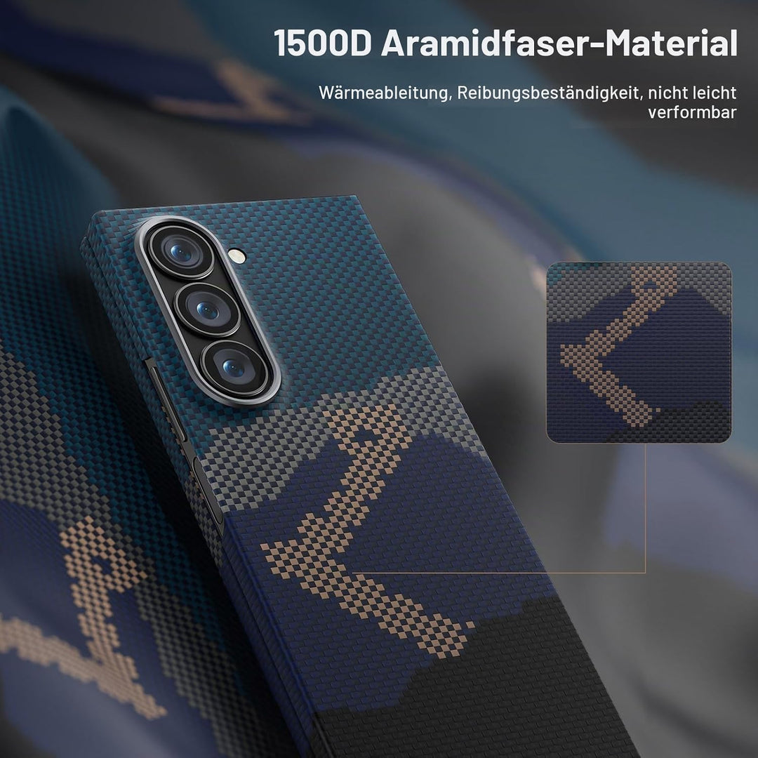 memumi Magnetische Carbon Hülle für Galaxy Z Fold 7, mit Schutzfolie, echter Aramidfaser, Ultradünn,