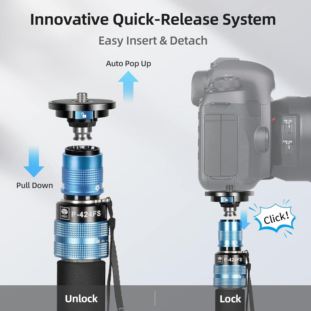 SIRUI P-424FS Kohlefaser-Kamera-Einbeinstativ-Kit, 168,4cm Hochleistungs-Profi-Video-Einbeinstativ m