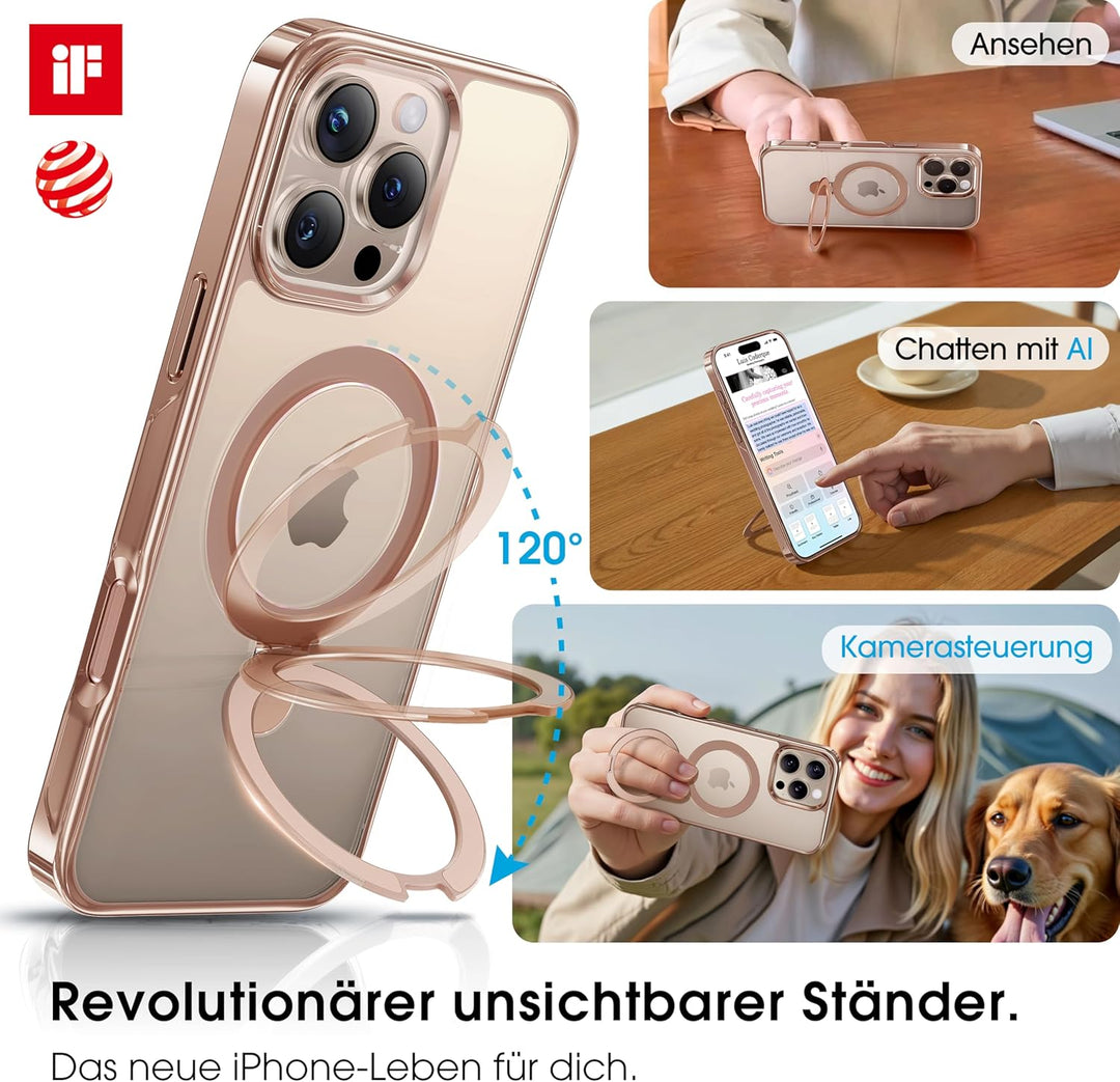 CASEKOO Original Titan Wüstensand für iPhone 16 Pro Max Hülle mit MagSafe-Ständer [Kratzfest & vergi
